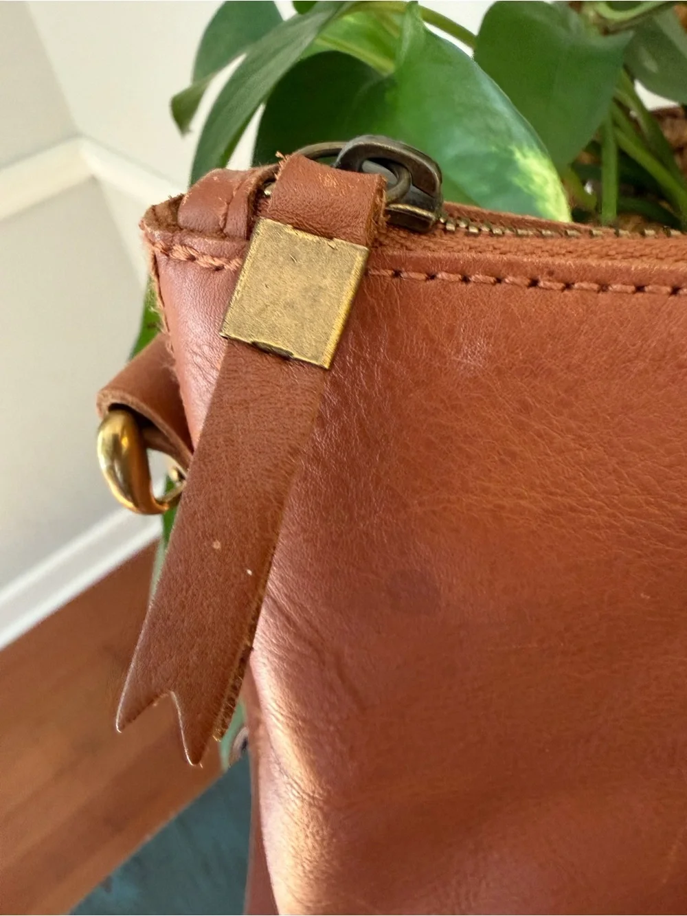 Madewell Zip Top Transport Carryall satchel in rich burnished leather